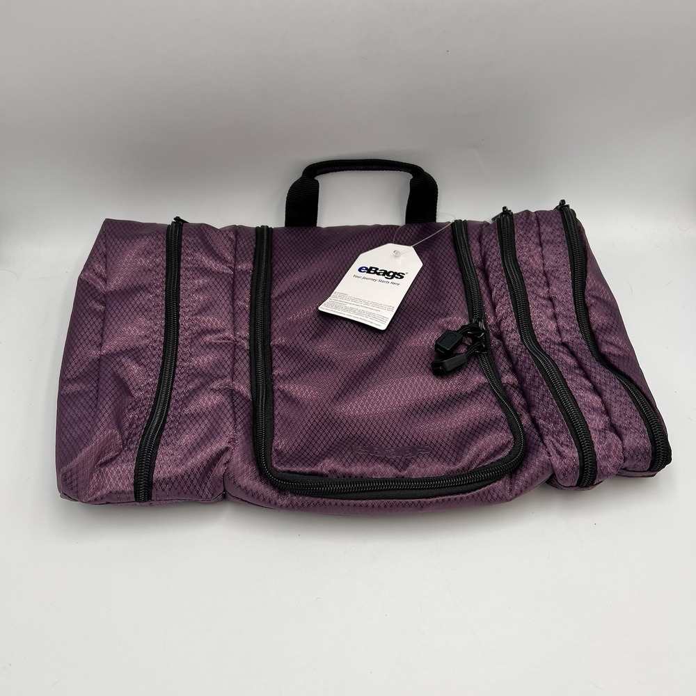 NEW! eBags Pack It Flat Toiletry Kit Large Eggplant Purple Travel Bag